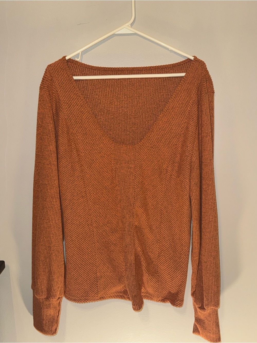 Cozy Deep V-Neck Sweater in Rust